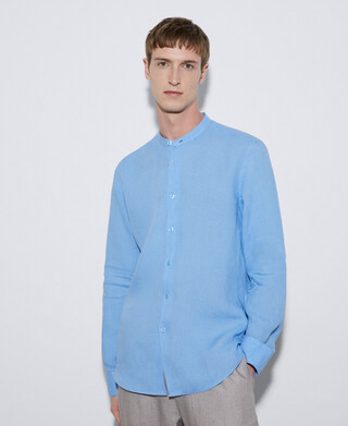Mao collar linen shirt Mao collar linen shirt