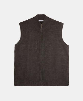 Round neck vest in wool fabric