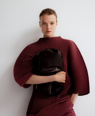 Perkins collar crinkle dress woman