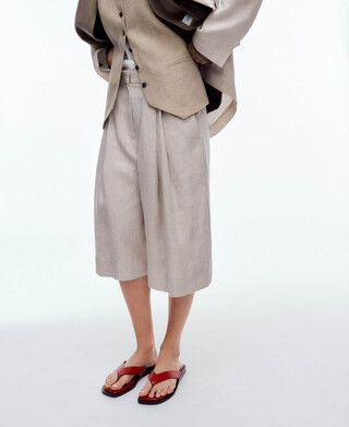 Bermuda doble pinza lino europeo