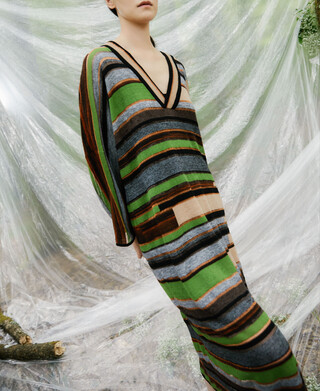Vestido largo en intarsia de lana Vestido largo en intarsia de lana