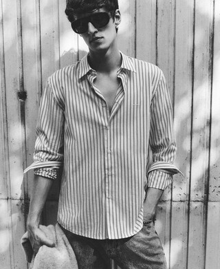 Chemise regular fit col italien rayures