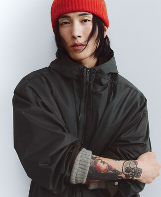 Cotton hooded short parka