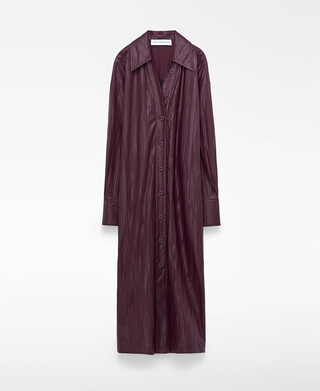 Vestido em Pele N&atilde;o Pele com efeito enrugado
