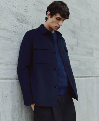 Pull &agrave; col en laine et coton