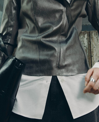 Veste biker m&eacute;tallis&eacute;e Cuir sans Cuir
