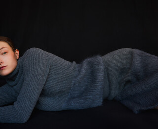 Jupe en maille effet poil pour femme