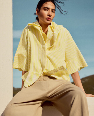 Cotton seersucker striped shirt