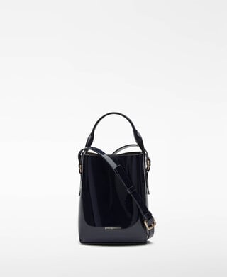 Mica patent bucket bag