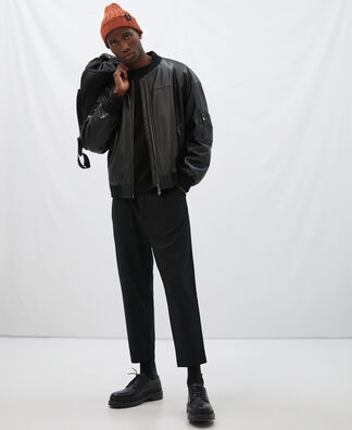 Leather texture oversize bomber Leather texture oversize bomber