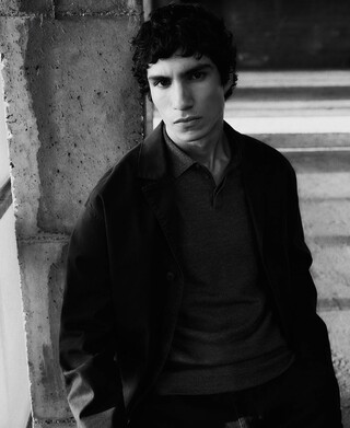 Regular fit long sleeve polo shirt man