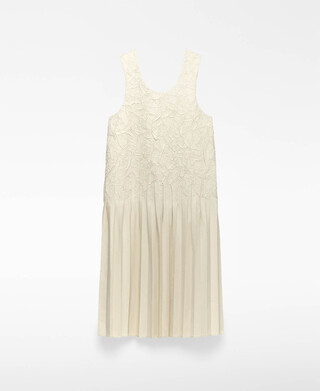 Leather-Non-Leather pleated dress