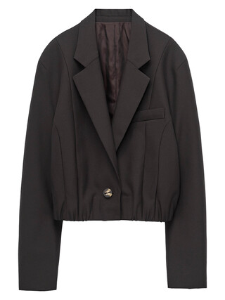 Short tailored blazer with elastic hem