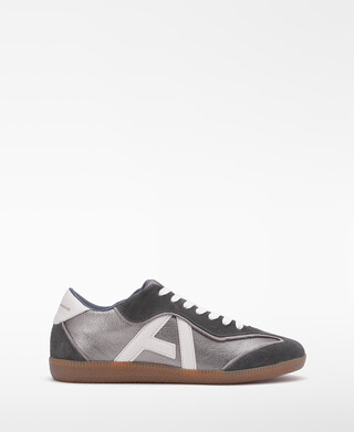 Maxi logo metallic leather sneaker