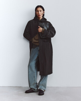 Hooded technical trench coat