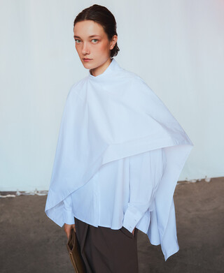 Chemise à col châle superposé pour femme