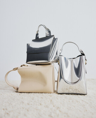 Mica metallic-finish mini bag woman