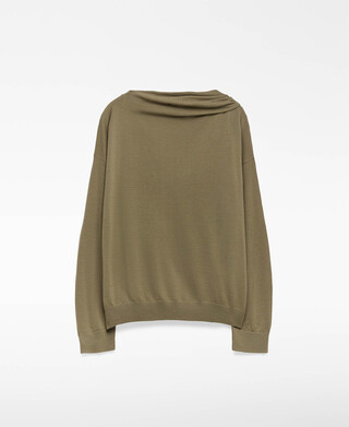 メリノウール スカーフカラーニット