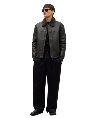 Leather jacket adolfo dominguez レザージャケット レザーのボックスジャケット ブラウン 女性 AD Japan