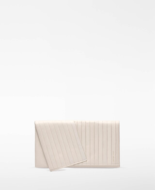 Pleated leather maxi clutch