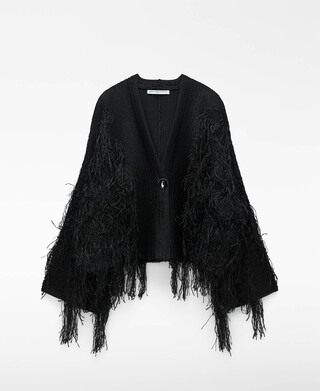 Casaco curto com franjas