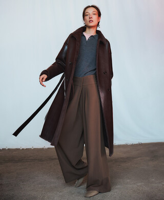 Pantalon large ajusté femme