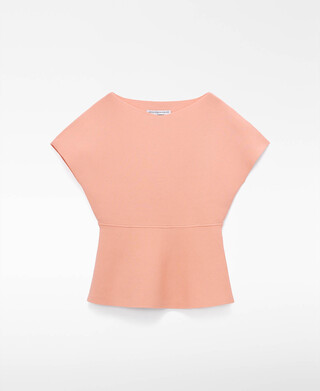 Peplum-Top aus Strick mit U-Boot-Ausschnitt