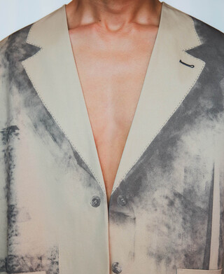 Aged-effect barrel fit trousers man