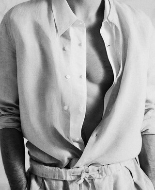 Camisa cuello mao lino europeo