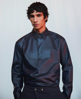 Navy blue oversize shirt man