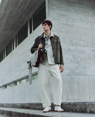 Veste effet daim &agrave; col italien