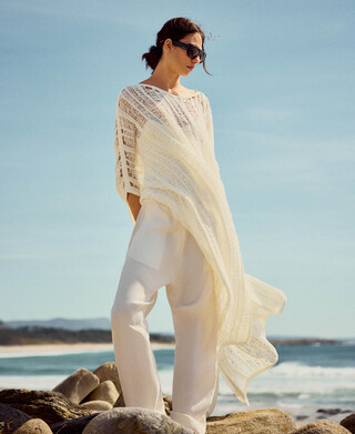 Long openwork knit caftan