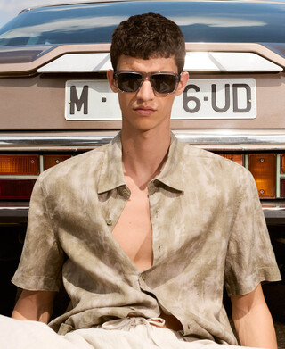 European linen regular fit tie-dye shirt