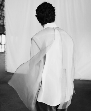 Sheer top with blazer details woman