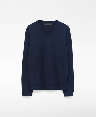 Wool and cotton V-neck sweater