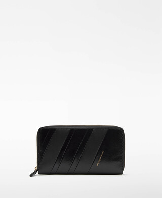 Leather patchwork large wallet woman