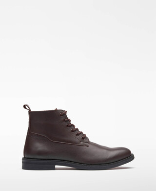 Leather lace-up ankle boot man