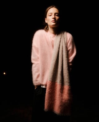 Bufanda tricolor punto cardado mujer Bufanda tricolor punto cardado mujer