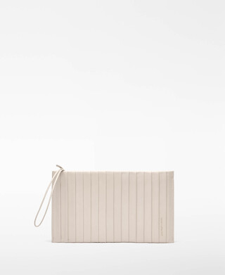 Rectangular pleated leather clutch