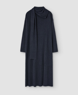 Long scarf-collar dress in lyocell Long scarf-collar dress in lyocell