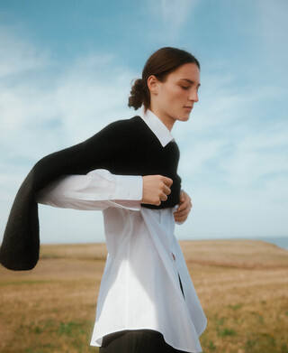 Camisa cuello solapa algodón mujer Camisa cuello solapa algodón mujer