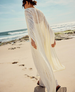 Long openwork knit caftan