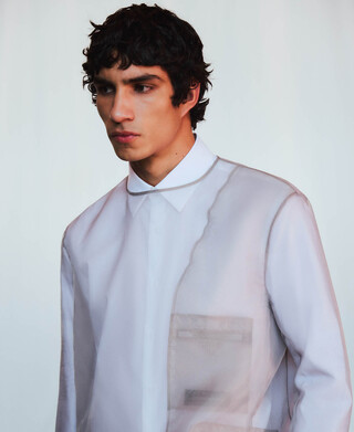 Sheer top with blazer details woman