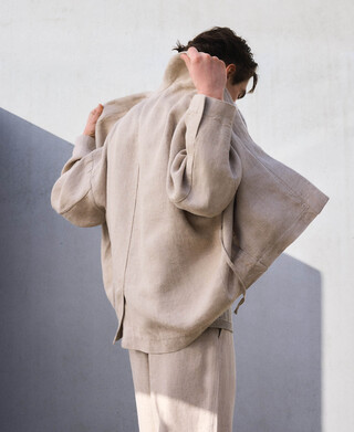 European linen wrap kimono jacket