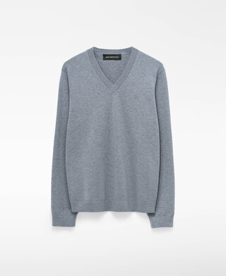 Wool and cotton V-neck sweater