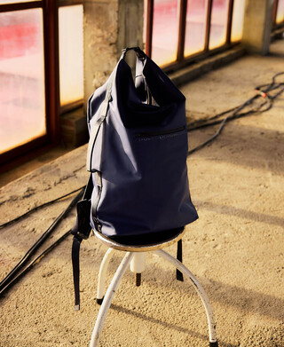 Navy blue rectangular backpack man