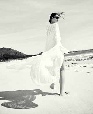 Long openwork knit caftan