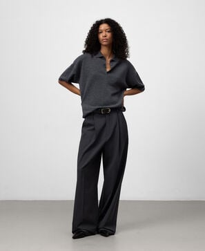 Oversize knit polo shirt woman