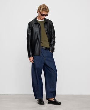 Crew collar melange knit sweater