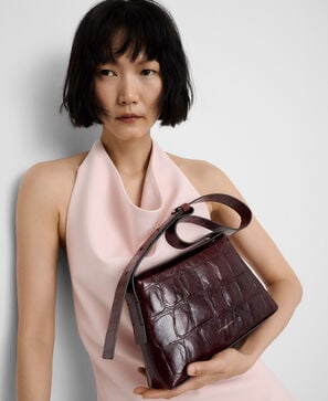 Mica croc-effect crossbody